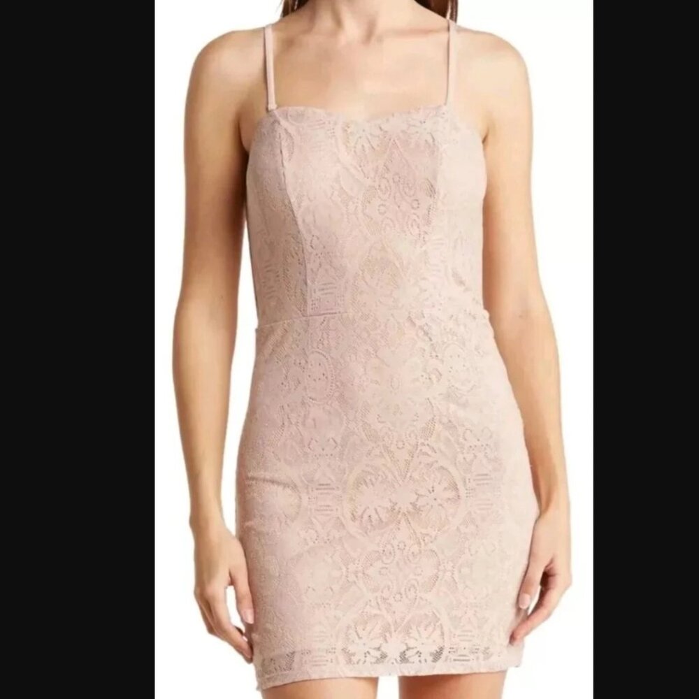 Dress The Population Pink Leanne Lace Cocktail Party Wedding Dress Like New SZ L